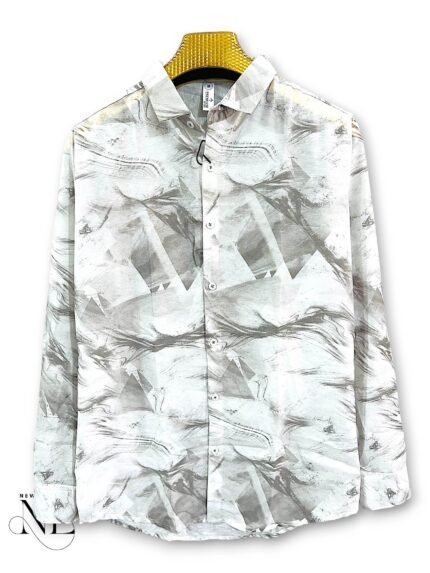 Trendy White Full Printed Shirt for Men & Contemporary