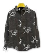 Classic Deep Grey Printed Full Shirt & Professional Elegance