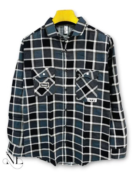 Classic Dark Grey Checks Full Shirt For Men & Office & Casual