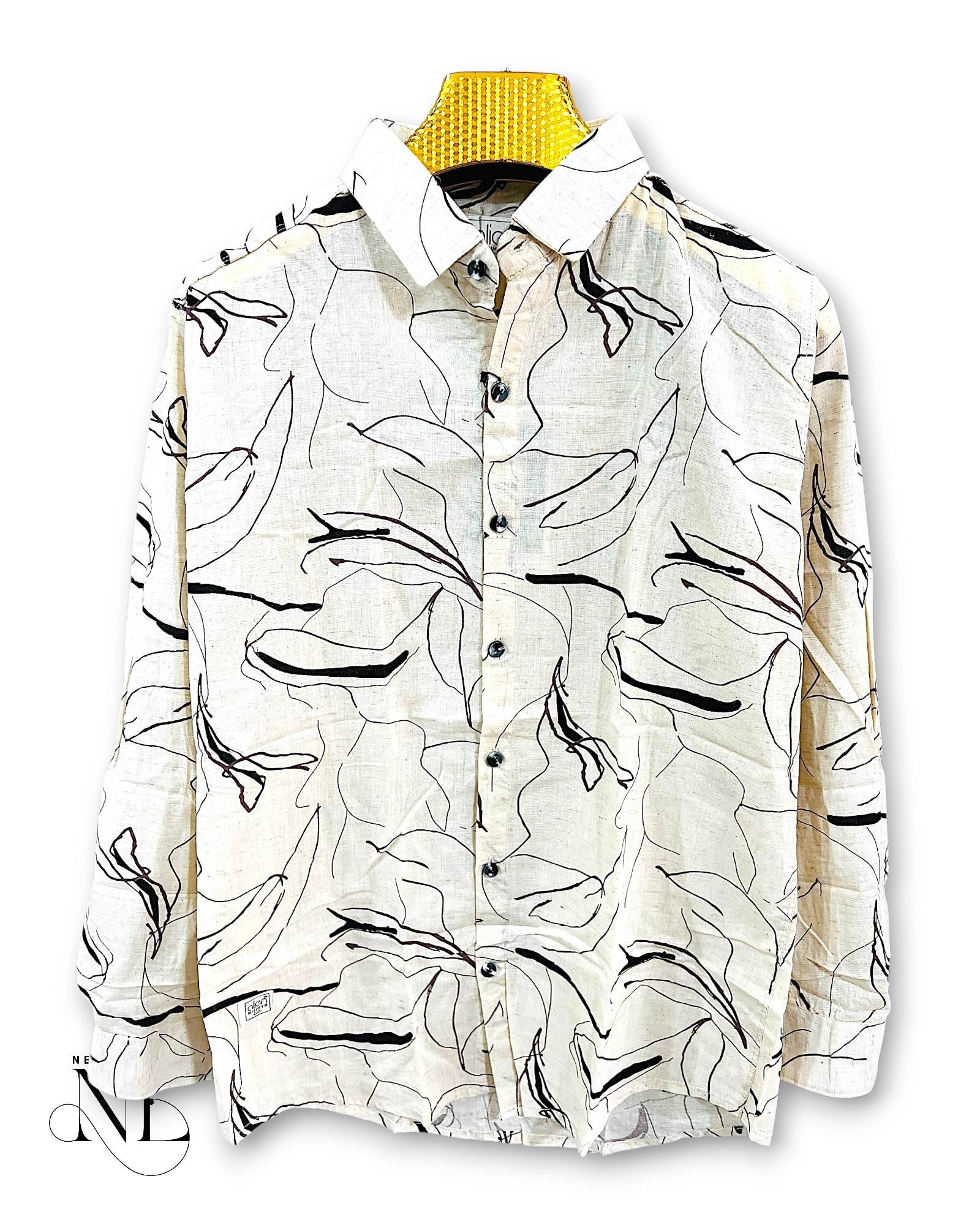 Best Stylish Cream Full Printed Shirt & Premium Quality Best Stylish Cream Full Printed Shirt & Premium Quality