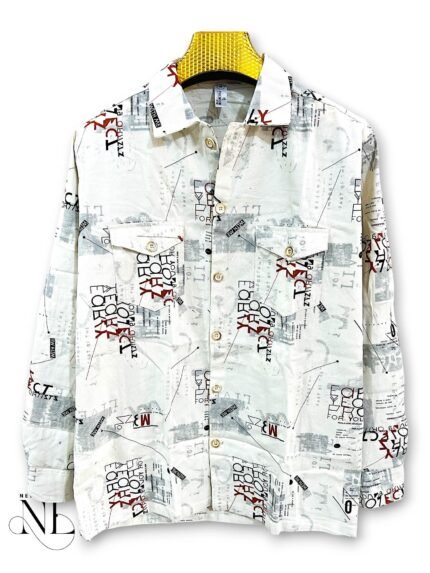Trendy White Full Printed Shirt for Men & Premium