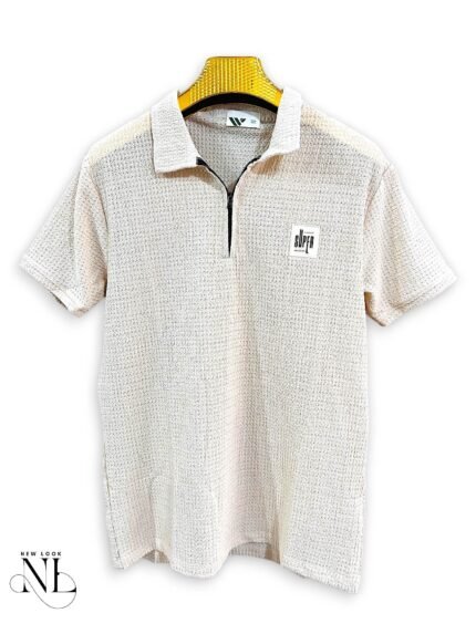 Classic Cream Plain Polo Half T-Shirt & Timeless Elegance
