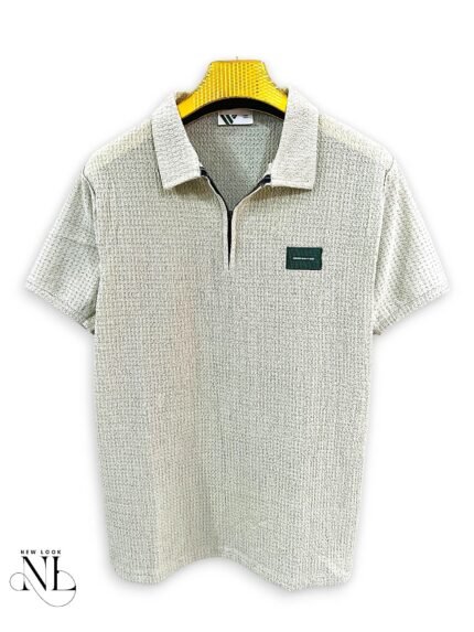 Casual Cream Plain Polo Half T-Shirt & Timeless Wears