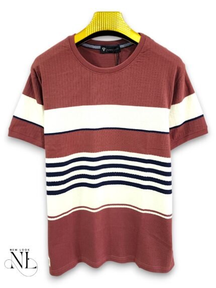 Trendy Casual Stripe Half T-Shirt for Men & Luxury Cotton