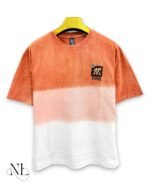 Trendy Orange Print Oversize T-Shirt for Men & Bold Graphic Tee