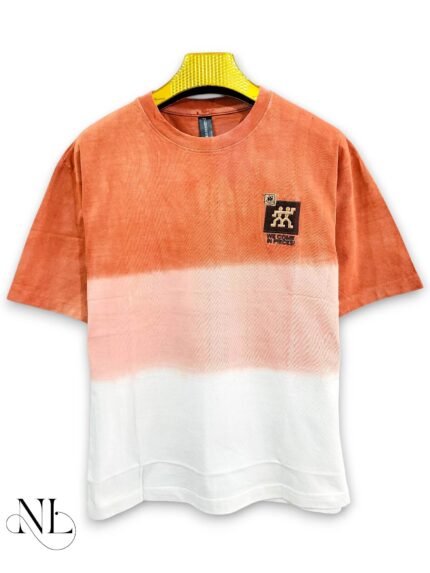 Trendy Orange Print Oversize T-Shirt for Men & Bold Graphic Tee