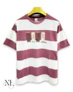 Stylish Pink Stripe Half T-Shirt for Men & Trendy Casual Wear