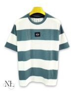 Lite Green Stripe Half T-Shirt for Men & Fresh Casual Style
