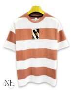 Classic Orange Stripe Half T-Shirt for Men & Vibrant Wear