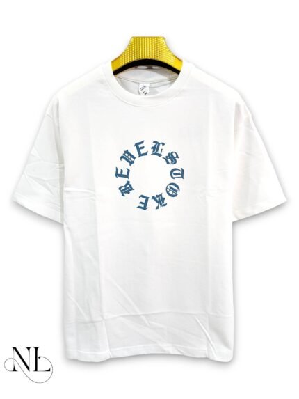 Trendy White Oversize Printed T-Shirt for Men & Crisp Streetwear