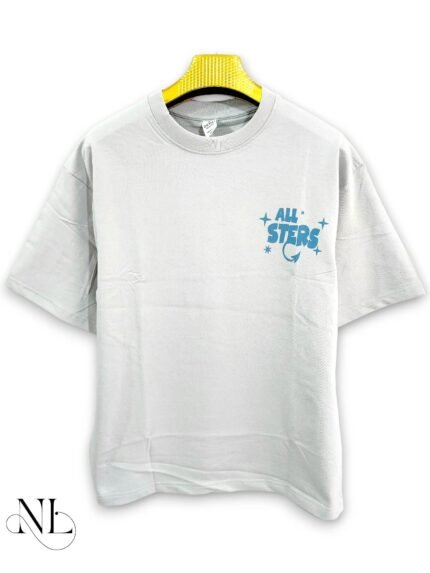 Trendy Lite Grey Oversize Printed T-Shirt & Urban Minimalist