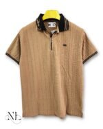 Stylish Dark Cream Plain Polo Half T-Shirt & Rich Neutral Tone
