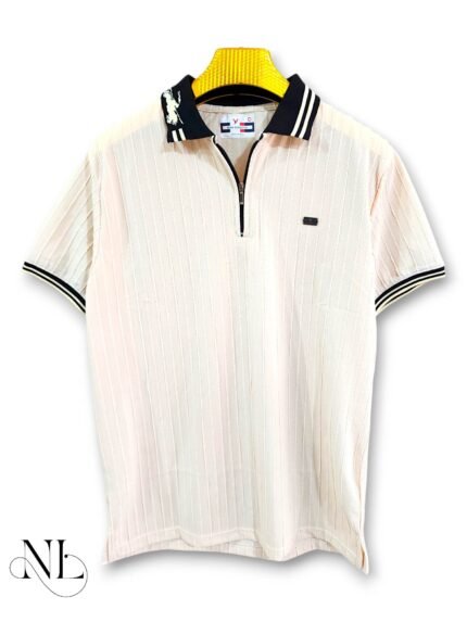 Stylish Cream Plain Polo Half T-Shirt for Men & Imported Fabric