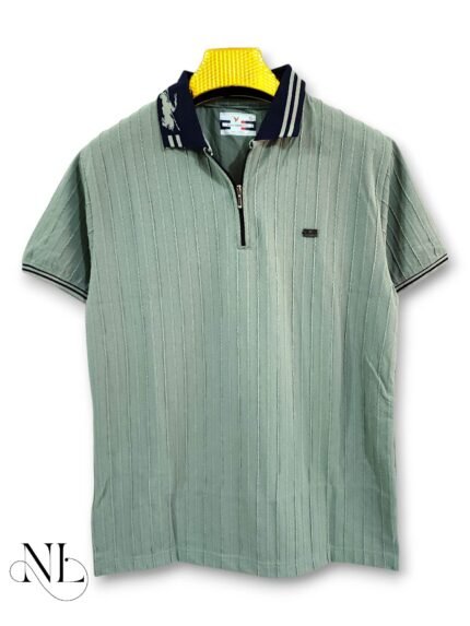 Stylish Lite Green Plain Polo Half T-Shirt for Men & Fashion Collar