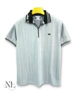 Stylish Lite Grey Plain Polo Half T-Shirt for Men & Collar Design