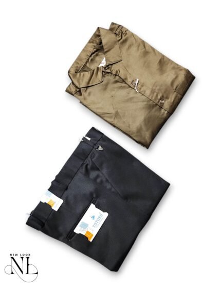 Olive Green Shirt & Black Pant Combo Unique Formal Set