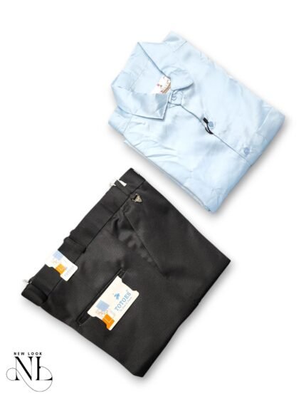 Sky Blue Shirt & Black Pant Combo for Men Modern Formal Set