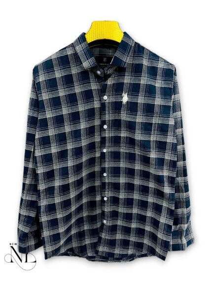Classic Navy Blue Checks Full Shirt for Men Corporate Authority