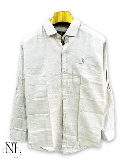 Trendy Classic Cream Full Shirt For Men & Modern Neutral