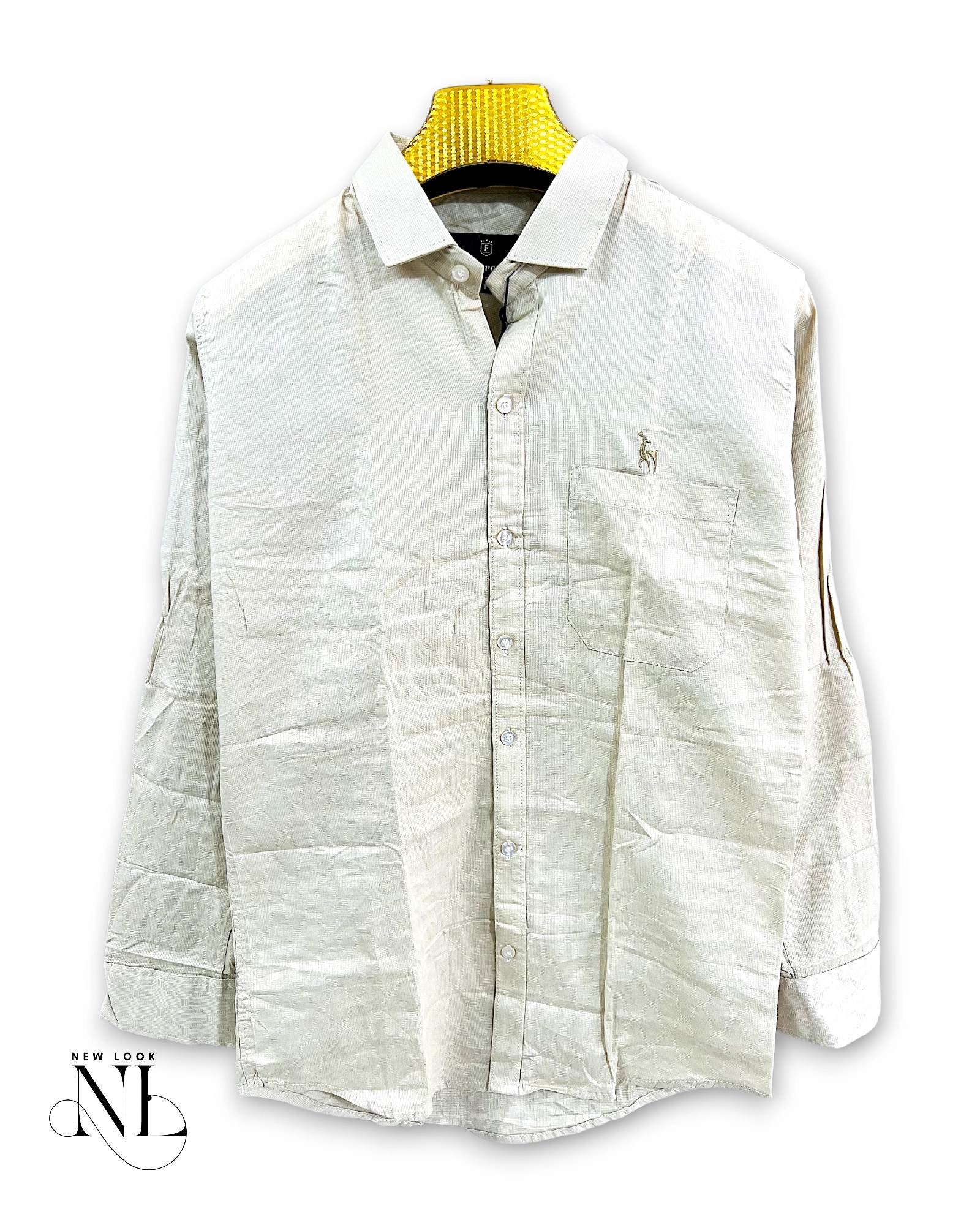 Trendy Classic Cream Full Shirt For Men & Modern Neutral Trendy Classic Cream Full Shirt For Men & Modern Neutral