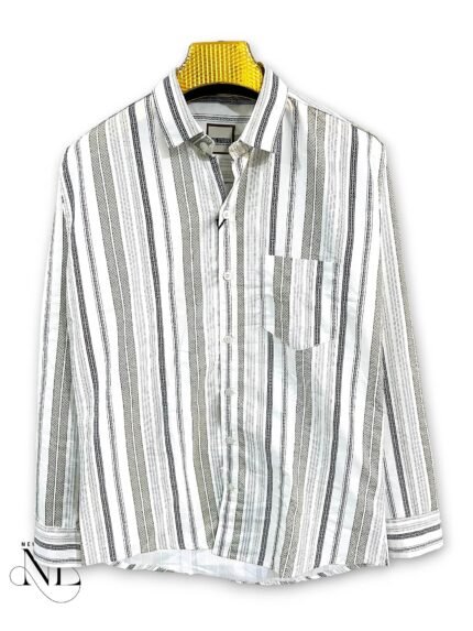 Classic White Stripe Full Shirt for Men Timeless Sophistication