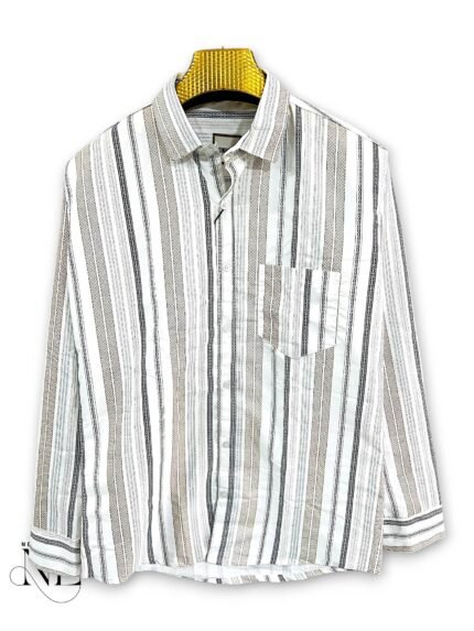 Trendy White Stripe Full Shirt for Men Timeless