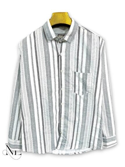 Stylish White Stripe Full Shirt for Men Timeless Casual