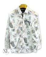 Casual Printed Grey Full Shirt for Men Formal & Stylish