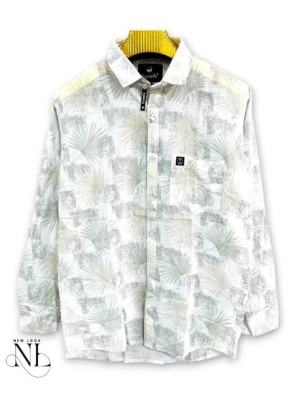 Classic White Printed Full Shirt for Men & Formal Wear