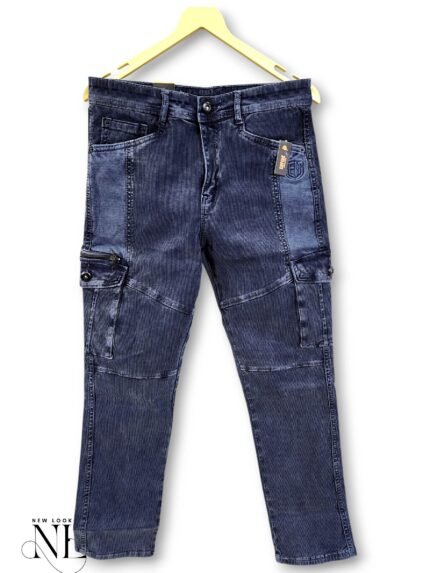 Stylish Denim Navy Blue Cargo Pants for Men - Utility Jeans