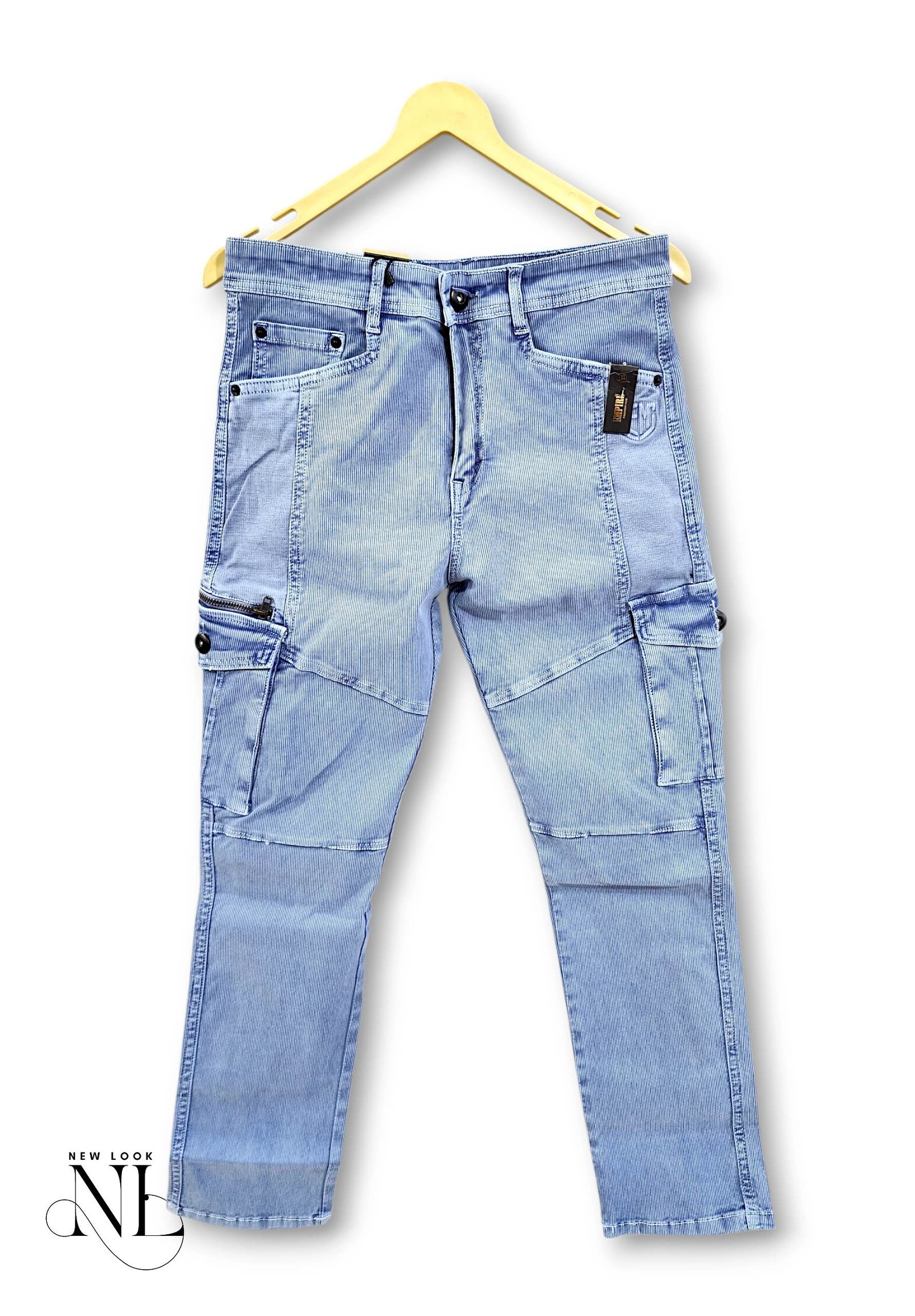 Stylish Solid Sky Blue Cargo Pants for Men - Utility Trousers Stylish Solid Sky Blue Cargo Pants for Men - Utility Trousers