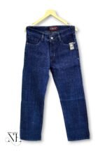 Dark Blue Solid Baggy Jeans for Men & Print Denim