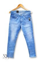 Straight Fit Ice Blue Basic Jeans for Men - Cool-Toned Denim