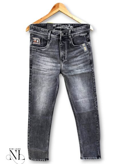 Straight Fit Dark Grey Basic Jeans for Men - Essential Denim