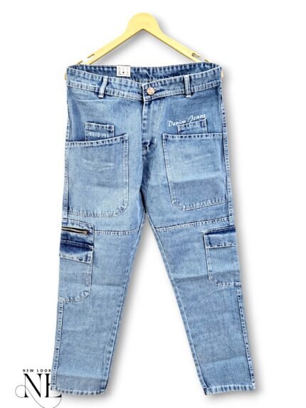 Stylish Solid Ice Blue Cargo Pants for Men - Utility Jogger