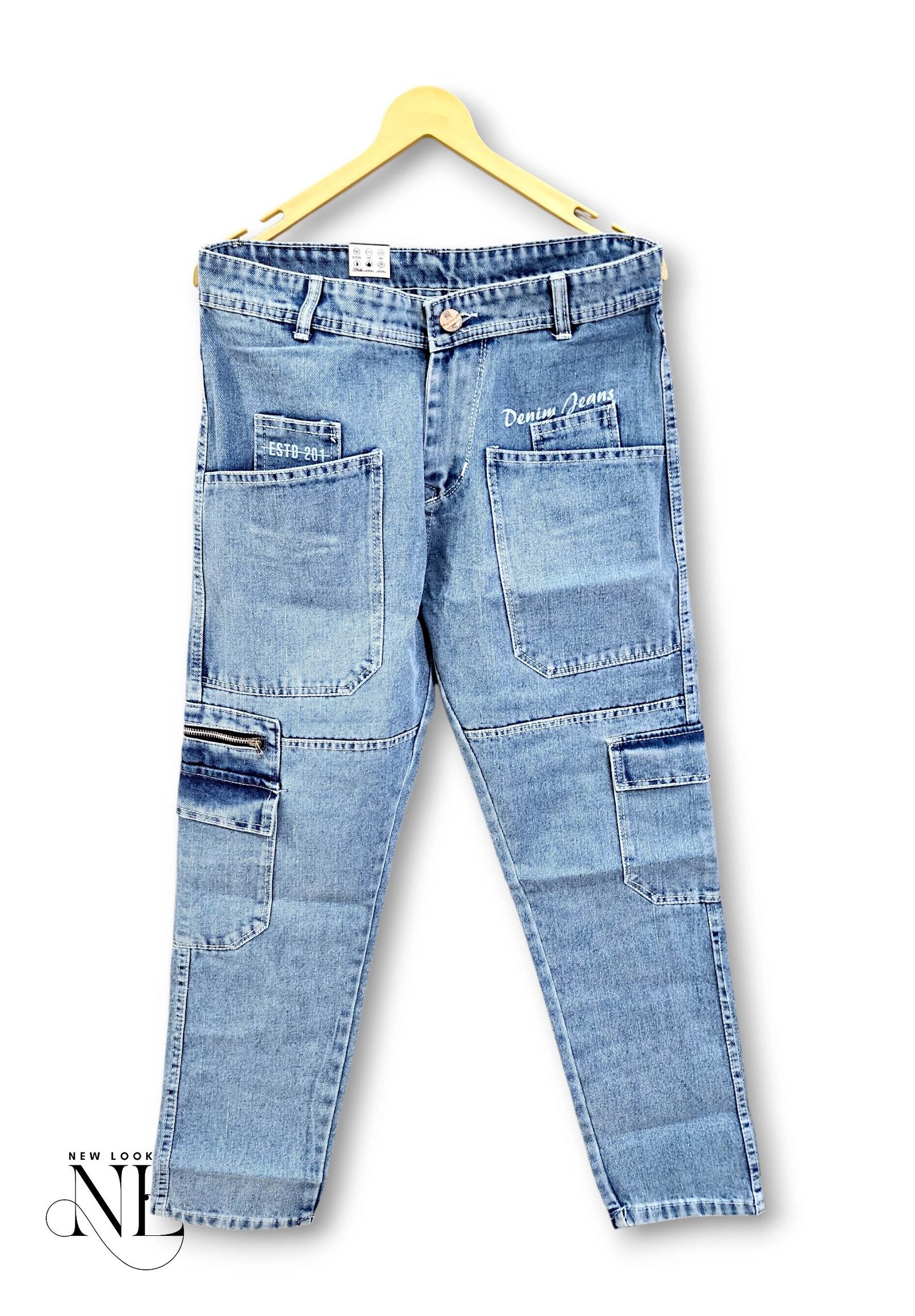 Stylish Solid Ice Blue Cargo Pants for Men - Utility Jogger Stylish Solid Ice Blue Cargo Pants for Men - Utility Jogger