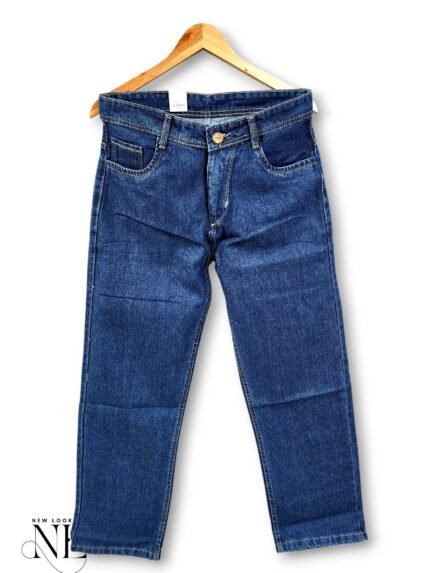 Stylish Solid Dark Blue Baggy Jeans for Men & Classic Denim