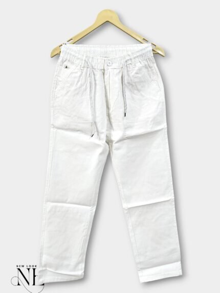 Classic Plain White Linen Pants for Men & Summer Trousers