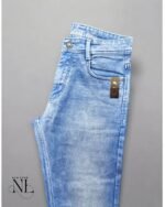 Straight Fit Ice Blue Basic Jeans for Men - Cool-Toned Denim