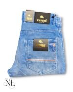 Straight Fit Ice Blue Basic Jeans for Men - Cool-Toned Denim