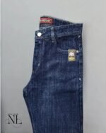 Dark Blue Solid Baggy Jeans for Men & Print Denim