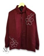 Classic Maroon Printed Full Shirt for Men - Casual Stylish