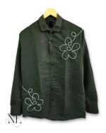 Stylish Dark Green Printed Full Shirt for Men - Premium Casual