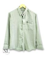Classic Plain Linen Lite Green Full Shirt for Men