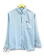 Classic Plain Linen Sky Blue Full Shirt for Men - Summer Shirt
