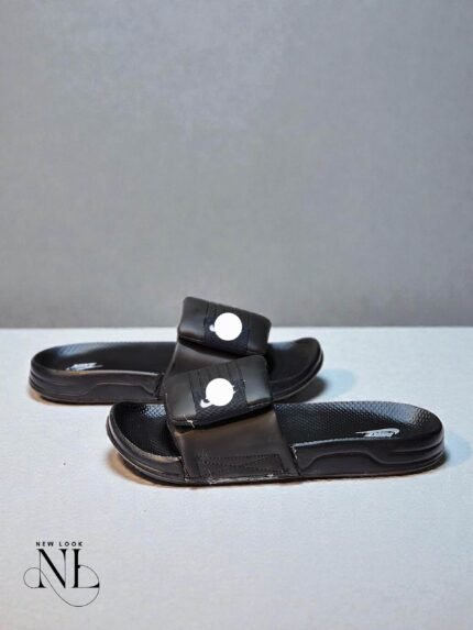 premium Jet Black Slides for Men - Comfort Slides