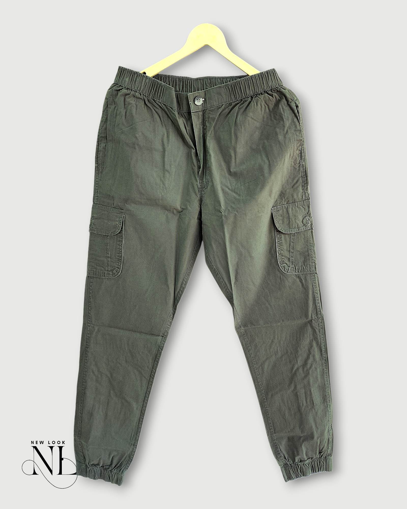 Classic Pista Green Cotton Cargo for Men - Vintage Style Classic Pista Green Cotton Cargo for Men - Vintage Style