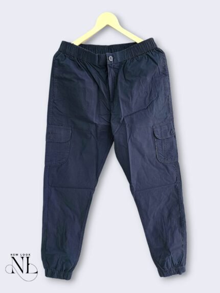 Trendy Navy Blue Cotton Cargo for Men - Modern Utility Style