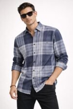 Classic Checks Dark Blue Full Shirt for Men & Stylish