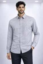 Classic Lite Grey Printed Full Shirt for Men - Casual Printed Shirt
